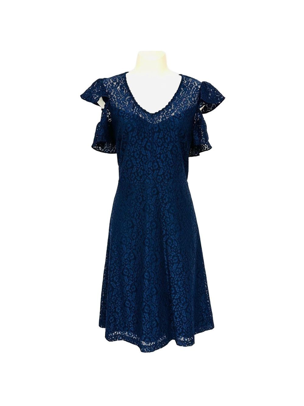 RW&Co navy lace dress Size 10 flutter sleeve Wedding Guest Graduation Formal
